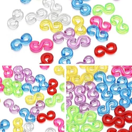 ATBUSS 1000pcs accessoires de sangle, boucles de bande élastique de couleur en forme de S, accessoires de bijoux de bricolage pour attacher des accessoires de bijoux de bracelet de sangle (coloré)