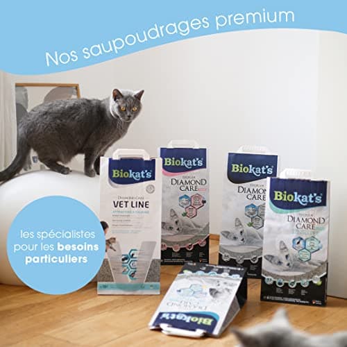 Biokat’s Diamond Care Fresh au parfum de talc - Litière fine pour chats au charbon actif et à l’Aloe vera - 1 sac (1 à 10 l)