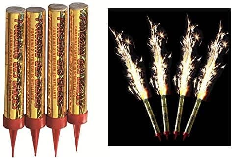 4 bougies d'ambiance " fontaine d'artifice" pour gâteau d'anniversaire, durée 60 secondes, Sans Parfum