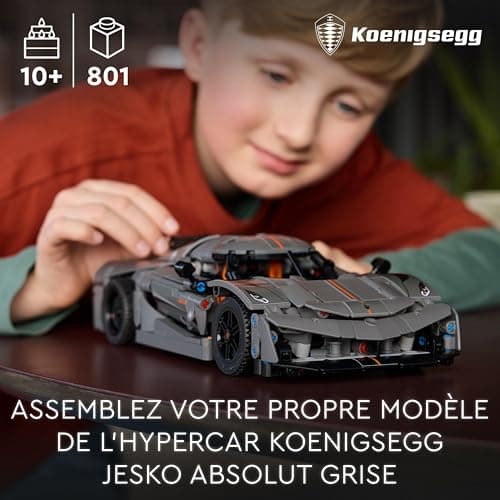 LEGO Technic Hypercar Koenigsegg Jesko Absolut Grise - Set de Construction - Véhicule pour Enfants - Maquette à Construire - Cadeau pour Les Passionnés de Sport Automobile 42173