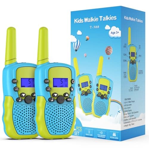 Kearui Jouet Garcon 3-12 Ans, Talkies Walkies Enfants Radio à 2 Voies avec 8 Canaux, Lampe de Poche LCD Rétro-éclairée, Gamme de 3 Miles pour Aventures Extérieures, Camping, Randonnée