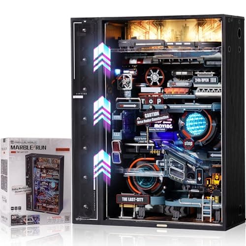 ROWOOD Circuit à Billes Monde Parallèle Kits de modélisme électrique pour adultes et enfants à construire, Puzzle 3D avec LED, Cyberpunk Miniature Ville avec Multi-Combinaison, Cadeau créatif pour lui