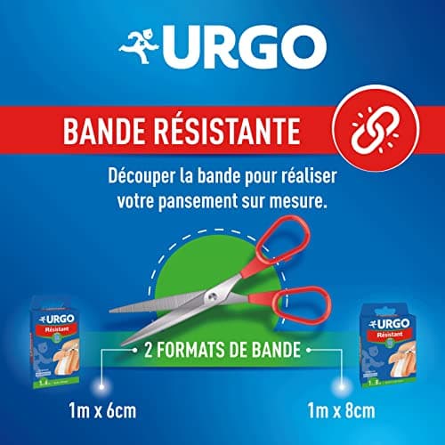 Urgo - Bande à Découper Résistant Bande en Tissu Compresse Anti-Adhérente 1 m x 8 cm, Bleu, 1 x 0.08 m (Lot de 1)