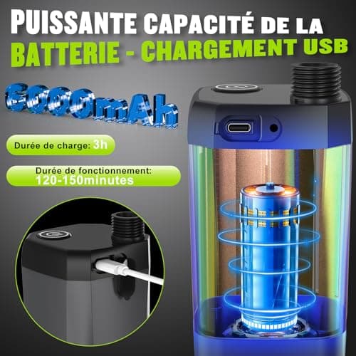 Spopal Camping Douche Portable, [Imperméable] Kit Douche de Camping,Pompe de Douche Électrique Rechargeable,6000mAh, avec Afficheur Intelligent et Pomme de Douche 4 Modes pour Extérieure,Camping