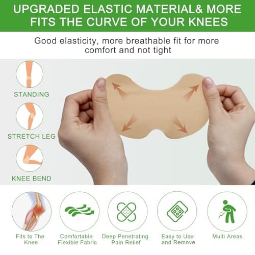 MQUPIN Patch de soulagement de la douleur au genou, 48 PCS Patchs de chaleur extensible à haute élasticité pour le genou, le dos, le cou, l'épaule, l'inflammation et les douleurs musculaires