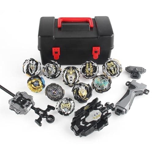 Netoke Bey Toupie 10 en 1 Gyro Burst, Turbo 4D Combinaison, Comprenant Un Ensemble D'accessoires Gyroscopiques 4 Pièces, Noir