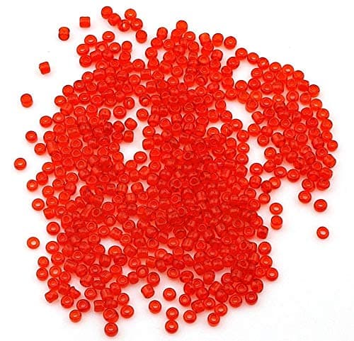 Lot de 3300 perles de rocaille en verre transparent de 3 mm - 8/0 - 14 couleurs au choix (rouge)