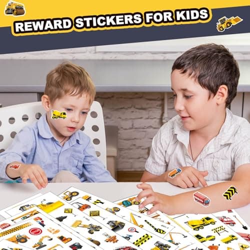 12 Pcs Autocollant Enfant, Autocollant de Camion de Construction Garçon, Stickers Scrapbooking Enfant, Autocollant 3D, Autocollants Enfants Gonflés, pour Sacs de Fête pour Enfants, Récompense Stickers