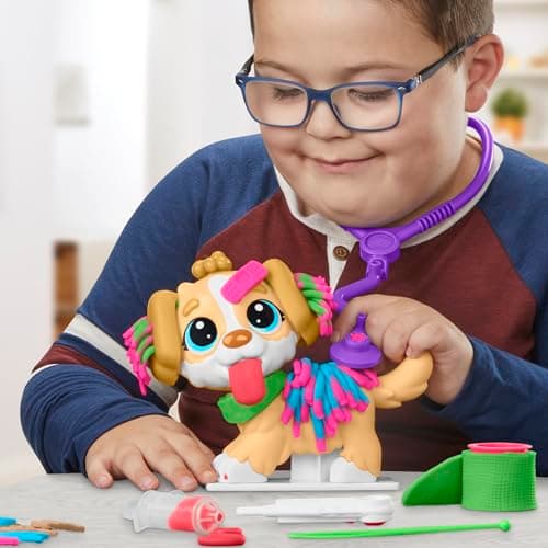Play-Doh Coffret Le Cabinet Vétérinaire, Mallette Transportable avec Chien, 10 Outils et 5 Pots de Pâte à Modeler Atoxique, Jouet Créatif pour Enfants dès 3 Ans