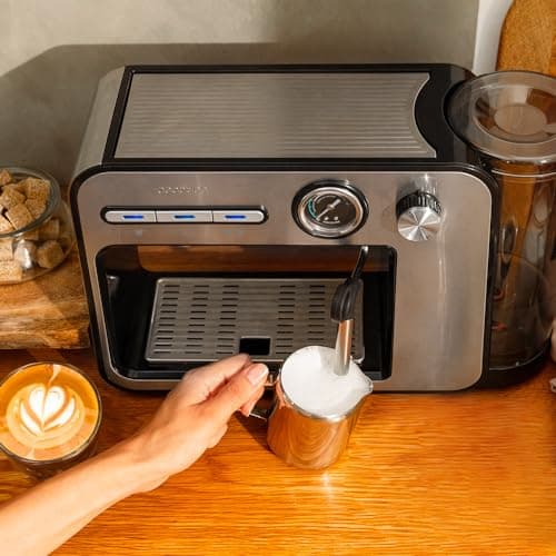 Cecotec Cafetière espresso Power Espresso 20 Square Pro, 1450 W, 20 bars, Thermoblock, Vaporisateur, 2 tasses de café, Réservoir d'eau amovible de 1 litre, Plaque chauffe-tasses.