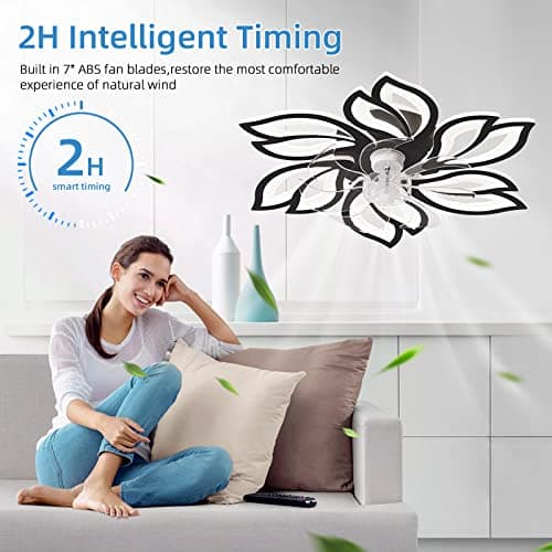 WDENI Ventilateur De Plafond Avec Lampe, Ventilateur De Plafond Led Flower Shape Bedroom Plafonnier Télécommande Dimming Timing 6 Wind Speed Salon Ventilateur Plafonnier ventilateur plafond