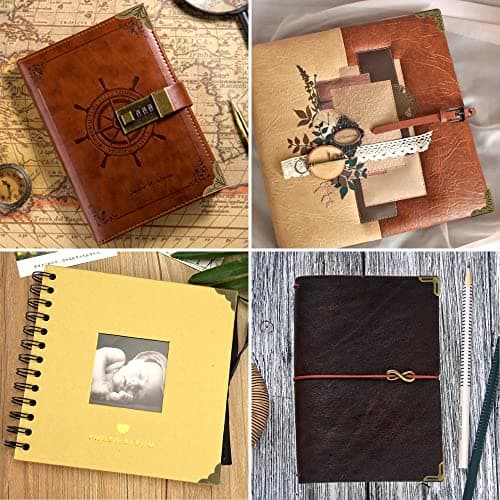 XCSJ 40 Pièces Protecteurs De Coin De Livre Protege Coin Livre Protecteur Coin Vintage Coin Métal Livre Couverture De Bord Antique pour Livres Scrapbooks Albums Photo Menus Coin Protéger-5 Modèles