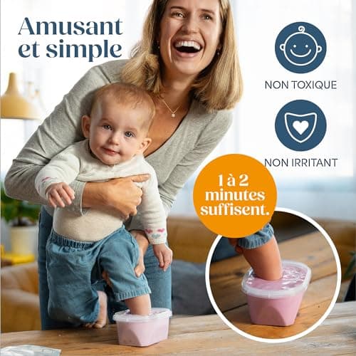 Niimo Kit de Moulage Main et Pied Bébé 3D - Non Irritant et Non Toxique avec 2 Sachets d’Alginate et 2 Sachets de Poudre de Moulage, Cadeau Souvenir Personnalisé, Capacité 2 Moulages