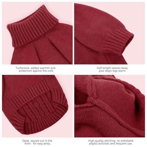 KONVINIT Pull Chien Pull pour Chien Col Roulé Tricot Chien Jumper Hiver Tricot Pullover pour de Petite,Moyenne et Grande Taille