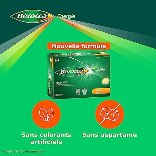 Berocca® Energie Orange + Berocca® Boost Guarana Caféine - Multivitamines - Aide à réduire la fatigue - Vitamine C, B et Minéraux - 30 + 45 comprimés Effervescents NE PAS ASSOCIER