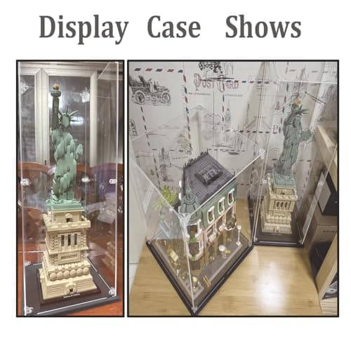 BOOVAX Vitrine pour Lego 21042 75371 - Présentoir Vitrine en Acrylique Transparente pour [Statue-Liberté/Chewbacca] - 20x20x50cm