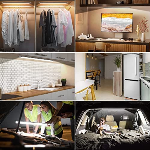 OUILA Lampe de Placard, Eclairage Led Rechargeable Interieur Placard,Sans Fi,Dimmable Lampe Led Detecteur Mouvement,Lumière Led pour Armoire Placard Escalier Cuisine