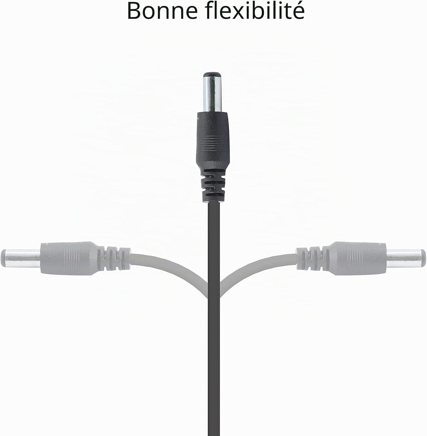GINTOOYUN Lot de 2 câbles d'alimentation CC vers CC à angle droit - 24 AWG CC - 5,5 mm x 2,1 mm mâle vers fiche CC 90 degrés - Pour éclairage de bande, CCTV, voiture, etc