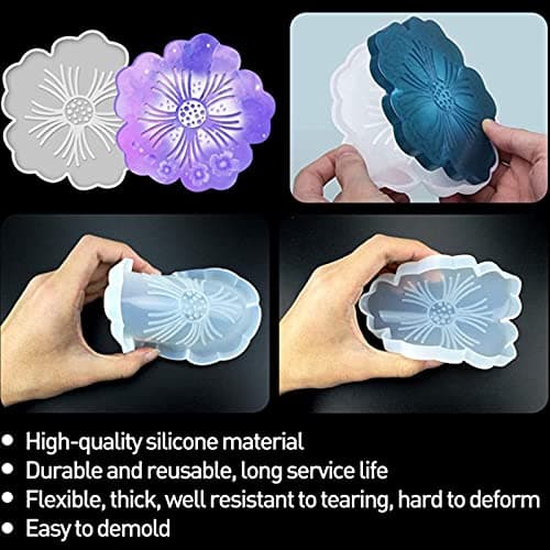Coaster Moule Resine Forme de Fleur Dessous de Verre Irrégulier pour la Décoration Résine époxy pour la Décoration de Fleur Tapis de Bol Grande Forme de Fleur de Moule en Résine le Bricolage(2 Pièces)
