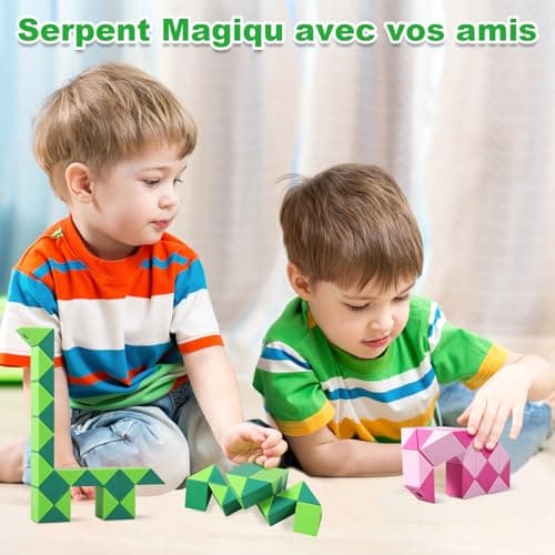 ECHOCUBE Serpent Magique, 2 Paquets de 24 Pièces Magique Cube de Serpent Twist Casse-tête Cadeaux de Fête, Jouets Créatifs Magic Ruler Snake Cube pour Enfants/Adultes (Vert et Rose)