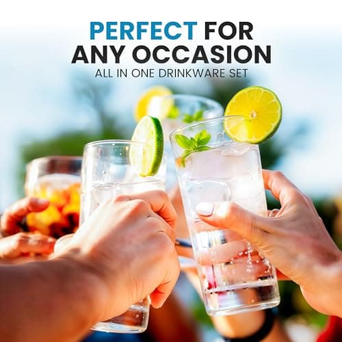 Zulay Kitchen Ensemble de gobelets incassables en plastique 8 pièces - Verres acryliques transparents durables - Sets de verrerie acrylique de 12 oz et 16 oz - Ensemble de verres en plastique