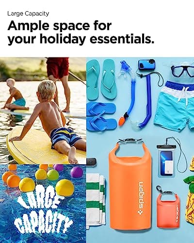 Spigen Aqua Shield Sac à Dos Etanche (Orange Soleil, 20L+2L)