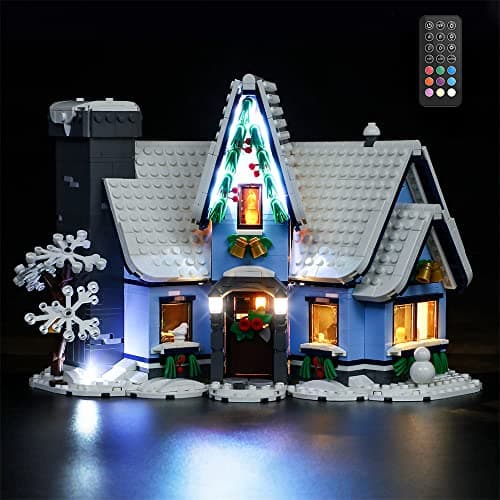 GEAMENT Jeu De Lumières (Télécommande) Compatible avec Lego Winter Village Collections Santa's Visit - Kit D'éclairage LED pour Creator 10293 (Modèle de Bloc Non Inclus)