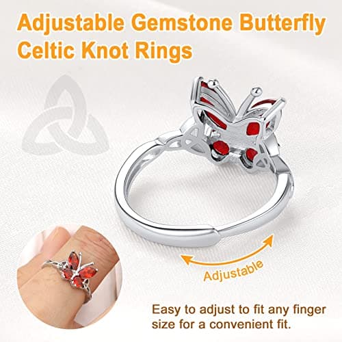 SILVERCUTE Bague Femme Entrelacs Argent 925 avec Pierre de Naissance Juillet - Rubis Synthétique