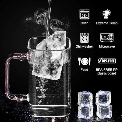 QHYK Verres transparents, Lot de 6 tasses, Verres à bouche carrée avec poignées colorées, 300ml, Parfaites pour à thé, jus, café, boisson, usage quotidien ou fête, restaurant, mariages
