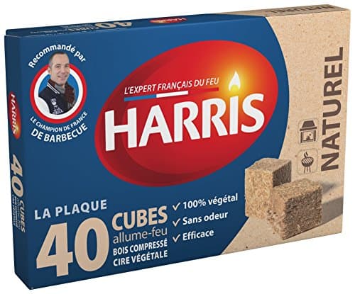 HARRIS - 4° Cubes allume feu - 100% végétal - Sans odeur - Longue durée - Rapide et facile d'utilisation - Intérieur & Extérieur - Entreprise française - x40