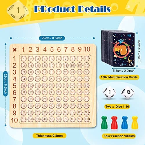 Tableau de Multiplication, Montessori Jeux de Plateau de Multiplication en Bois, Jouets éducatifs préscolaire pour Enfants de 3 4 5+ Ans Apprendre à Compter, Chiffres, Motrices