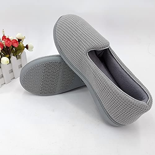 ofoot Chaussons Femme Maison Confort avec Dos Fermé,Pantoufles Mocassins Mousse Mémoire Intérieurs Extérieurs Antidérapants(36/37 EU,Gris Clair
