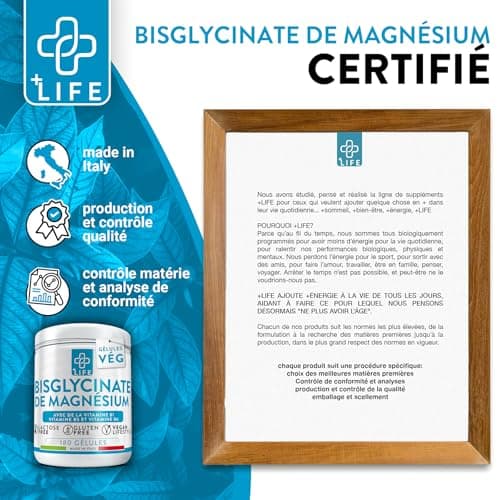 Magnesium Bisglycinate 360 Gélules Piulife® Avec Vitamine B6, B1, B5 Magnésium Organique, Supplément Musculaire, Système Nerveux, Fatigue, Magnesium Glycinate, Magnésium Pour Dormir