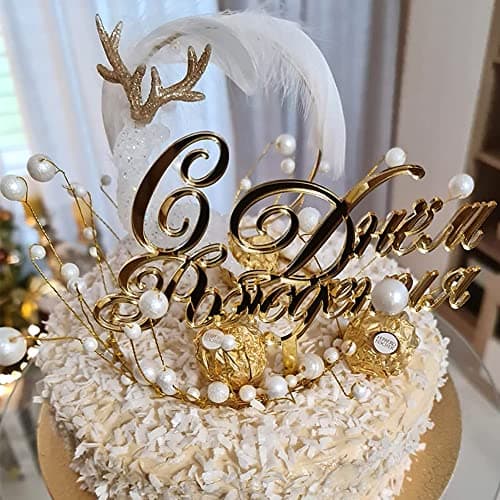 Décoration de gâteau de renne Doyomtoy - Décoration de gâteau - Décoration de gâteau en cristal - Couronne - Ailes d'ange - Décoration pour Noël - Décoration de fête