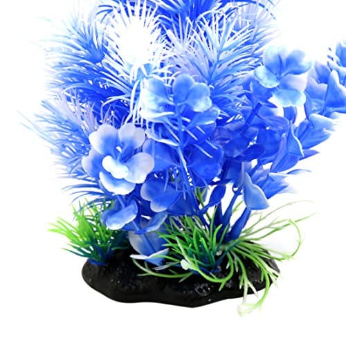 sourcing map Plante Plastique Blanc Bleu Aquarium Décor Poisson Reptile Terrarium