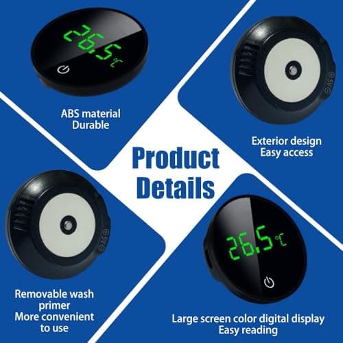 Thermomètre Numérique pour Aquarium,Thermomètre Sans Fil À Coller USB LED avec Boutons Tactiles °C/°F pour Poisson,Tortue Ou Mesure de la Température Aquatique