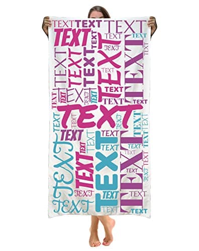 Reuhen Serviette de Plage en Microfibre Anti Sable Personnalisé avec Photo et Texte, Serviette de Bain Séchage Rapide Légère et Portable, pour Vacances à la Plage en Plein Air, Piscine, Sauna