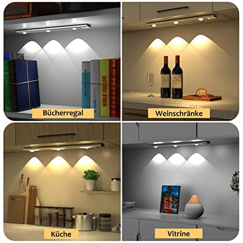 OUILA 30cm Lampe de Placard à Détecteur de Mouvement, Dimmable Rechargeable USB Sans Fil LED Lamp 3000K-6000K Éclairage étude Cuisine Veilleuse Armoire Escalier Couloir Lampe