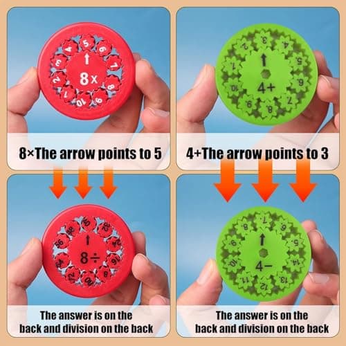 Jastown Math Fidget Spinners, Hand Spinner Jouet Sensoriel, Spinners Mathématiques Fidget, Jouet d'apprentissage Interactif, Math Fact Fidget Spinners,Jouets éducatifs (Multiplication et Division)