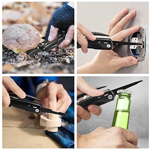 BIIB Cadeau Homme, 12 en 1 Outil Multifonction, Gadget Insolite Utile, Idee Cadeau Homme, Accessoires Camping, Cadeau Papa, Cadeau Noel Homme, Cadeau Fete des Peres, Cadeau Anniversaire Homme