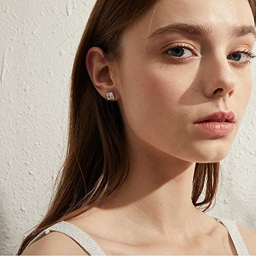 Boucles d'Oreilles Diamant Homme,Boucles d'Oreilles Argent Homme Carré,Boucles d'Oreilles Diamant Carré,Boucles d'Oreilles Zircone Cubique Carré Argent Sterling Boucles Doreille Homme