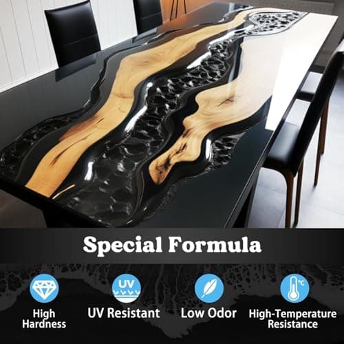 SANAAA Résine époxy Noire 474 ML, résine époxy Haute Brillance sans Bulles, résine époxy de Table pour l'artisanat, Le Moulage, Le Bricolage, l'art en résine, Les moules, Les Bijoux (237 ML x 2)