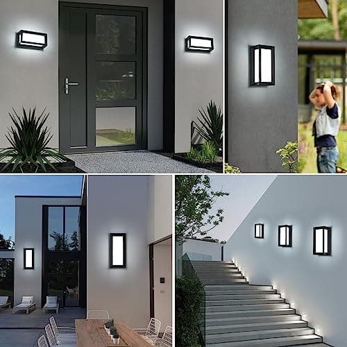 Tealight Applique Murale LED Exterieur/Interieur, 18W Applique Exterieure IP65 Etanche, 6500K Blanc Froid Lampe Murale Modernes en Aluminium pour Jardin, Terrasse, Patio, Couloir, Chambre
