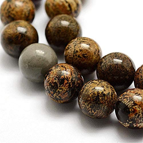 G323 Perles rondes en pierre précieuse naturelle, jaspe dendritique, opale, 8 mm, marron et noir, bijoux design, accessoires de bricolage
