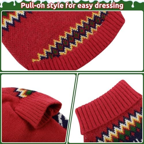 KONVINIT Pull Noel Chien,Hiver Tricot Pull de Noël pour Animaux de Compagnie à Col Roulé Pull-Overs pour Chiens,pour Petit Moyen Grand Chien Chiot