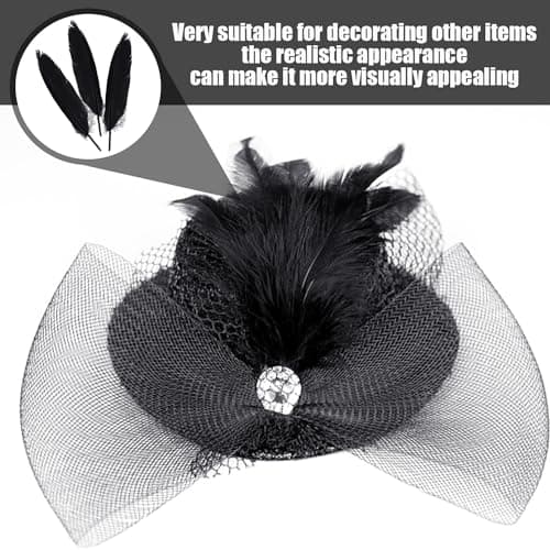 ZBHDEYG Lot de 150 plumes noires, décoration de bricolage, plumes naturelles, décoration de plumes, peuvent être utilisées pour les vêtements, les chapeaux et la décoration de meubles