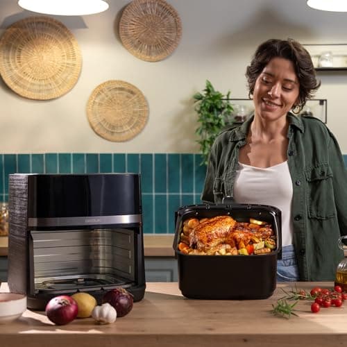 Cecotec Air Fryer Cecofry&Grill Duoheat 8000. Friteuse à Air sans Huile 8L, Grill et Plancha, Résistance Double, 2200W, Cuisson Uniforme, Moins de Graisse, Idéale pour Pizzas
