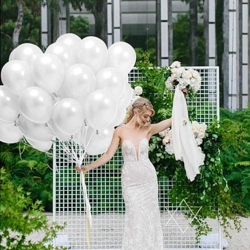 Ballons Blanc, 100pcs Ballon Blanc, 30cm 12 pouces Ballon baudruche Blanc, Ballon Blanc Mariage, Arche Ballon Blanc, Ballons Blancs pour Anniversaires Fêtes et Mariage Cérémonies