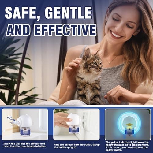 Pheromones Chat Feromone 3 in 1 pour Diffuseur Pheromone PhéRomones Anti Stress Prise Calmant Apaisant Apaiser Chats Conflit FéLines Relaxantes Calmantes Insipide (1 Prise + 2 Recharges)