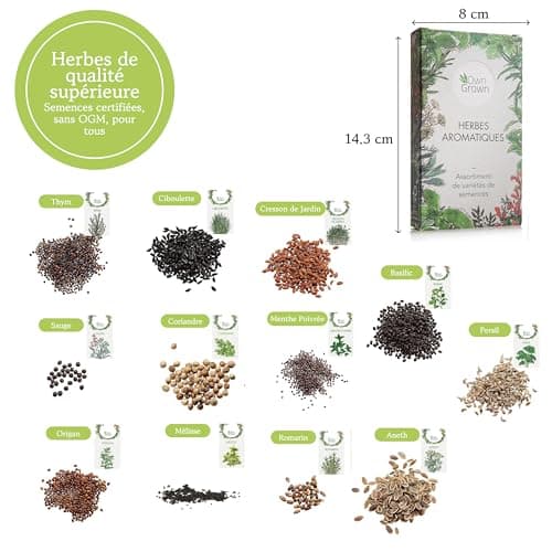 Kit de graines d‘Herbes aromatiques prêt à Pousser OwnGrown, 12 épices et aromates à Planter en Un kit Pratique, Naturelles pour Culture intérieure et extérieure